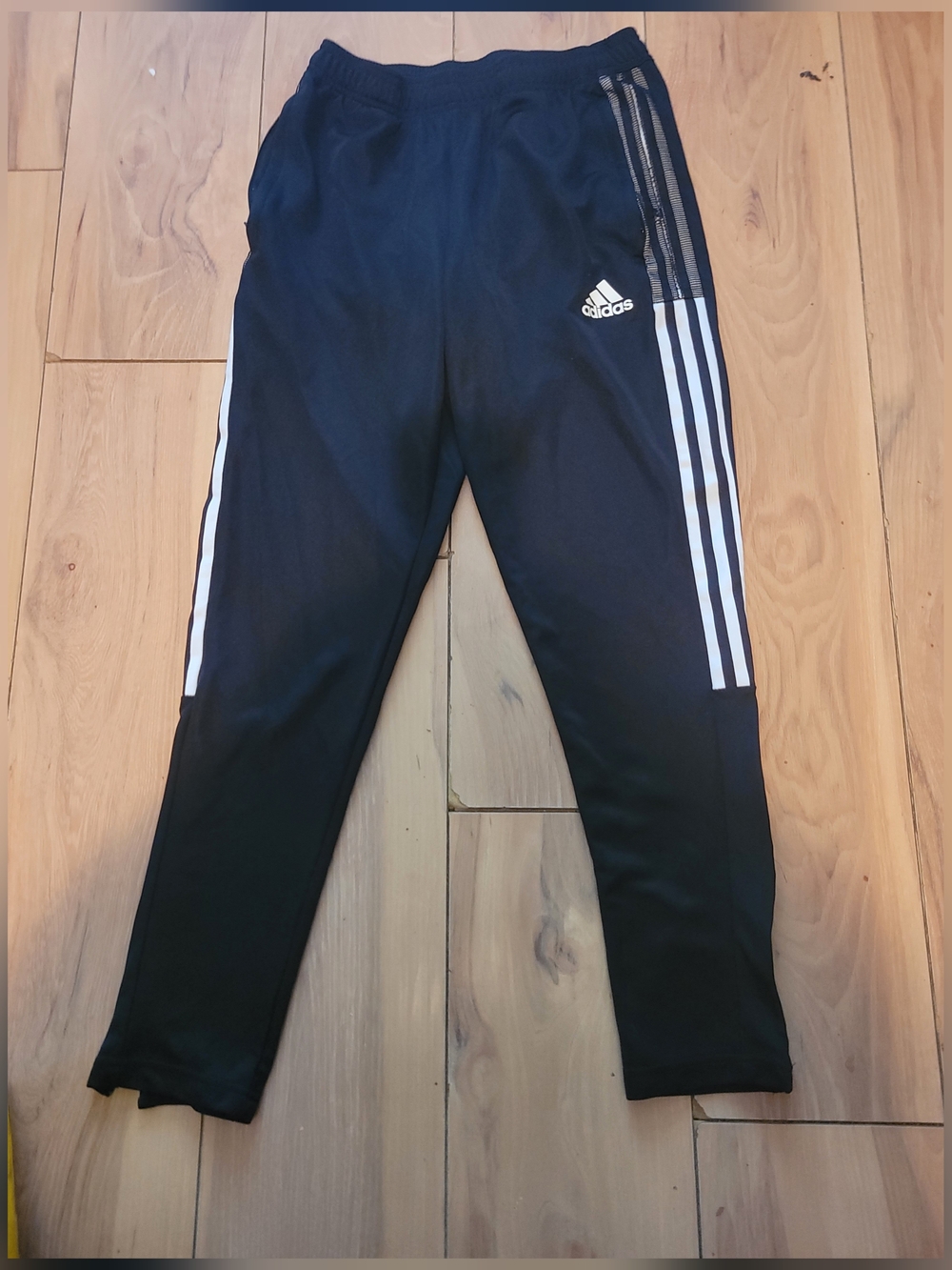 adidas Black Jogger Pants with White Side Stripes